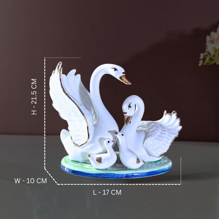 Ceramic Swan Family Showpiece Set – Elegant Home Décor by The Decor Paradise