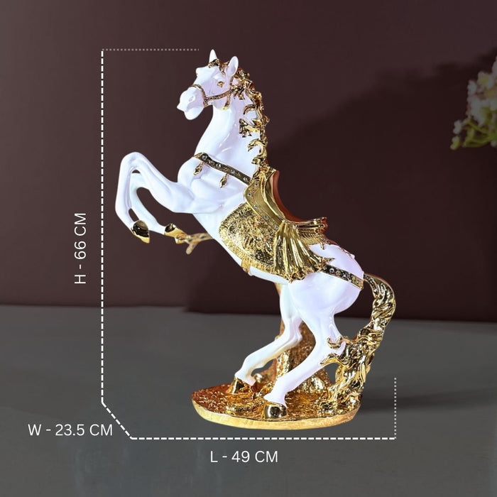 Premium White & Gold Rearing Horse Statue Online India | The Decor Paradise