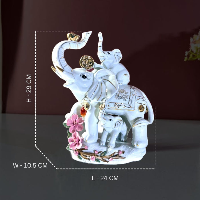 Ceramic Dynasty Elephant Family – Luxe Vastu Home Décor by The Decor Paradise