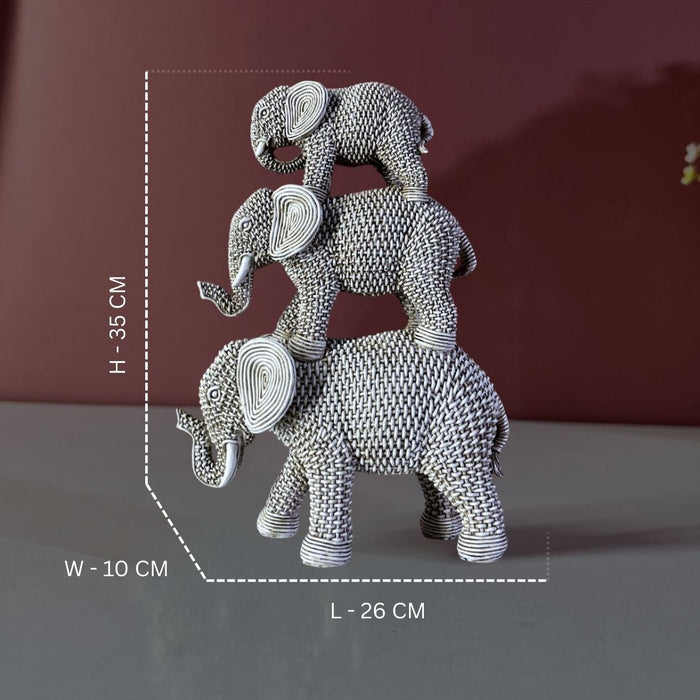 Whimsical Woven Polyresin Elephant Stack – Artisan Home Décor by The Decor Paradise