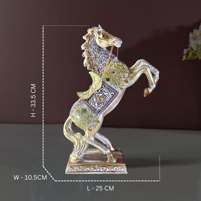 Mughal Jewel Rearing Stallion – Luxury Polyresin Horse Figurine by The Decor Paradise