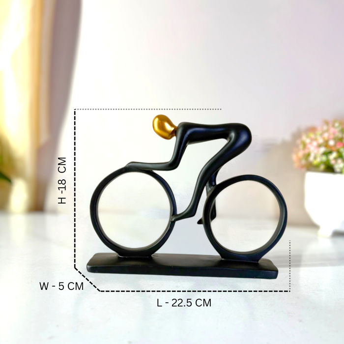 Premium Black Gold Cyclist Figurine - Dynamic Sports Showpiece by The Decor Paradise