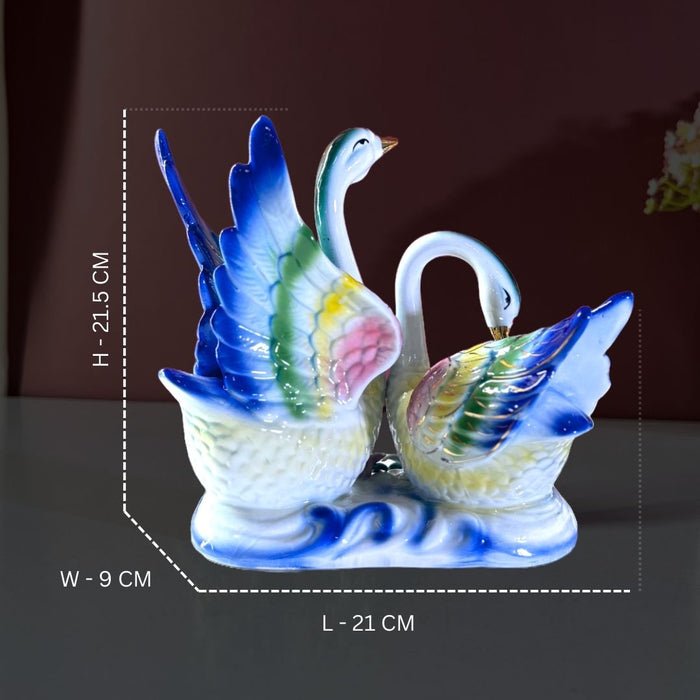 Majestic Harmony Ceramic Swan Duo – Premium Art Décor by The Decor Paradise