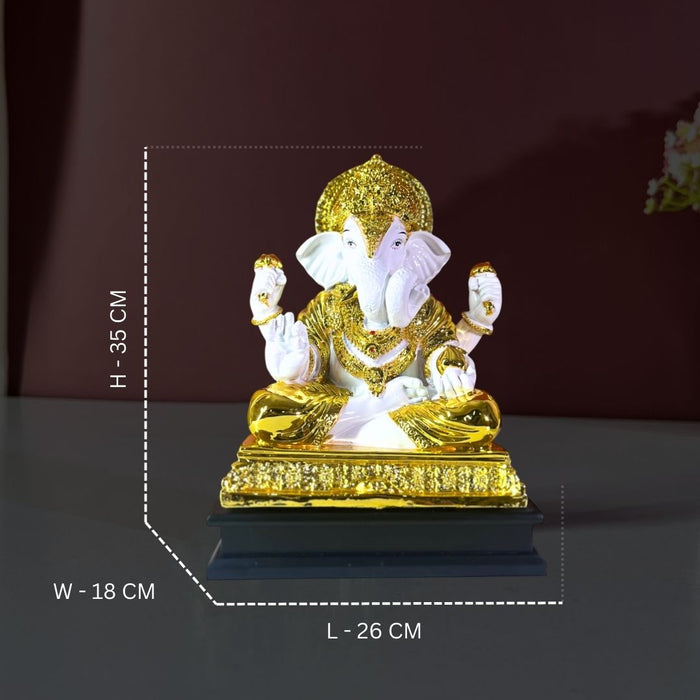 Elegant Resin Lord Ganesha Statue for Home & Office | Remover of Obstacles | Spiritual Decor (35cm)
