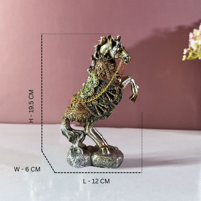 Regal Rearing Rajasthani Horse – Hand painted Polyresin Décor by The Decor Paradise
