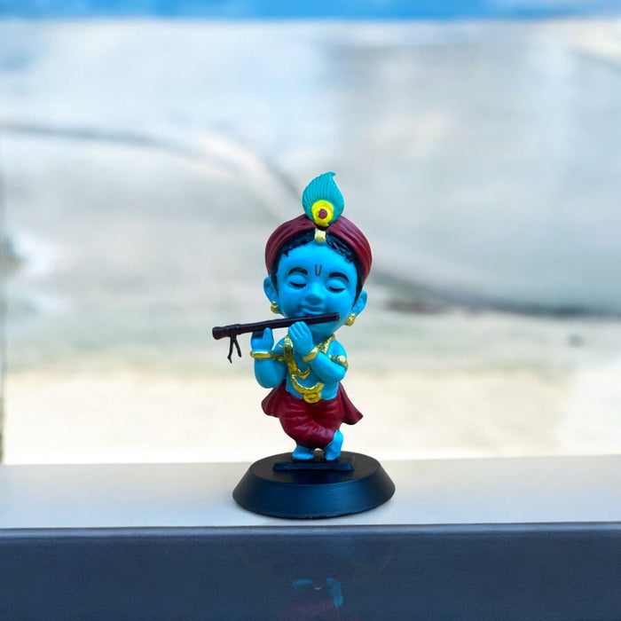Makhan Chor Magic: Blue Bal Krishna Dashboard Statue