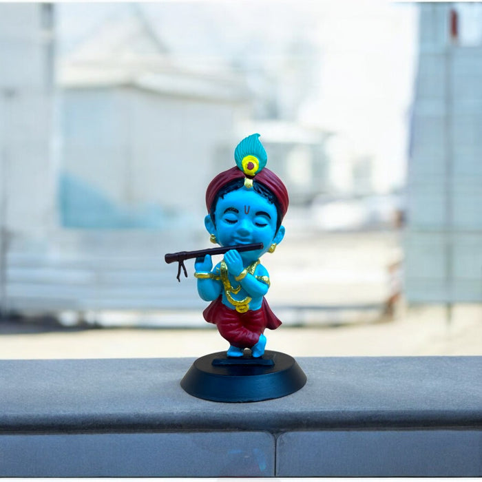 Makhan Chor Magic: Blue Bal Krishna Dashboard Statue