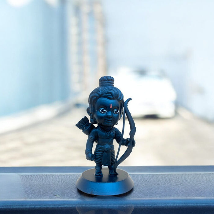 Ayodhya ki Shubh Shakti: Handcrafted Black Ram Lala Car Figurine
