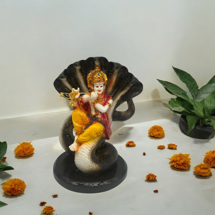 Divine Lord Krishna with Kaliya Naag Idol - Resin Art
