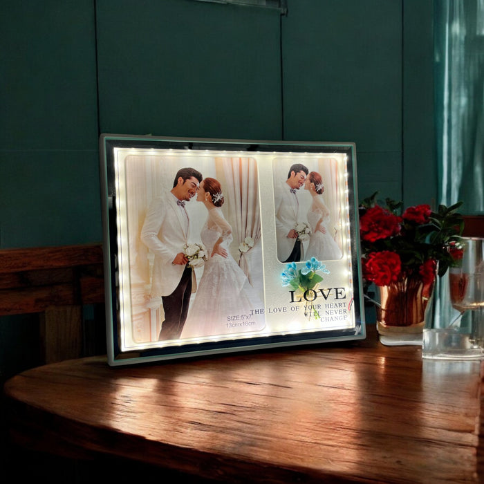 Dual Photo LED Frame | 8x10 Inch Rectangle Picture Frame with Lights