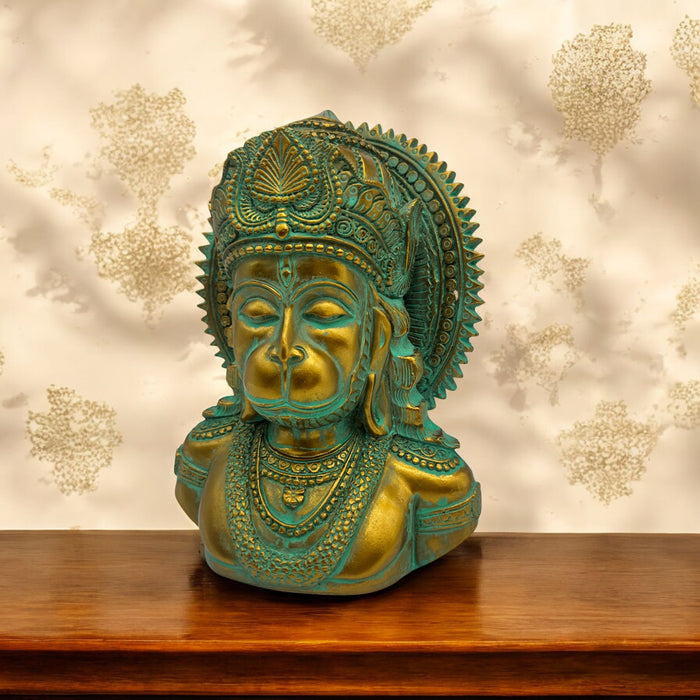 Viraat Hanuman: Antique Finish Bust Statue with Intricate Detailing – Spiritual Home Décor