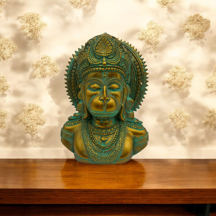 Viraat Hanuman: Antique Finish Bust Statue with Intricate Detailing – Spiritual Home Décor