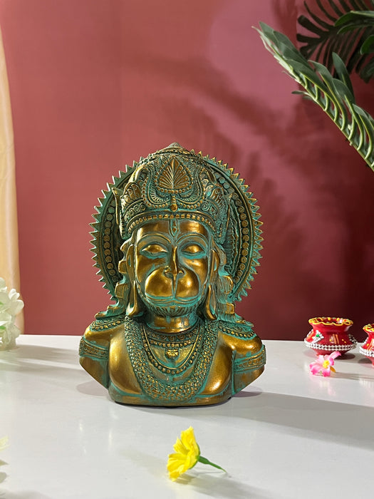Viraat Hanuman: Antique Finish Bust Statue with Intricate Detailing – Spiritual Home Décor
