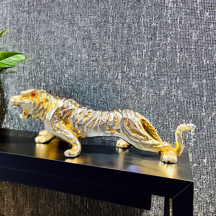 Gold-Finish Tiger – Porcelain Elegance