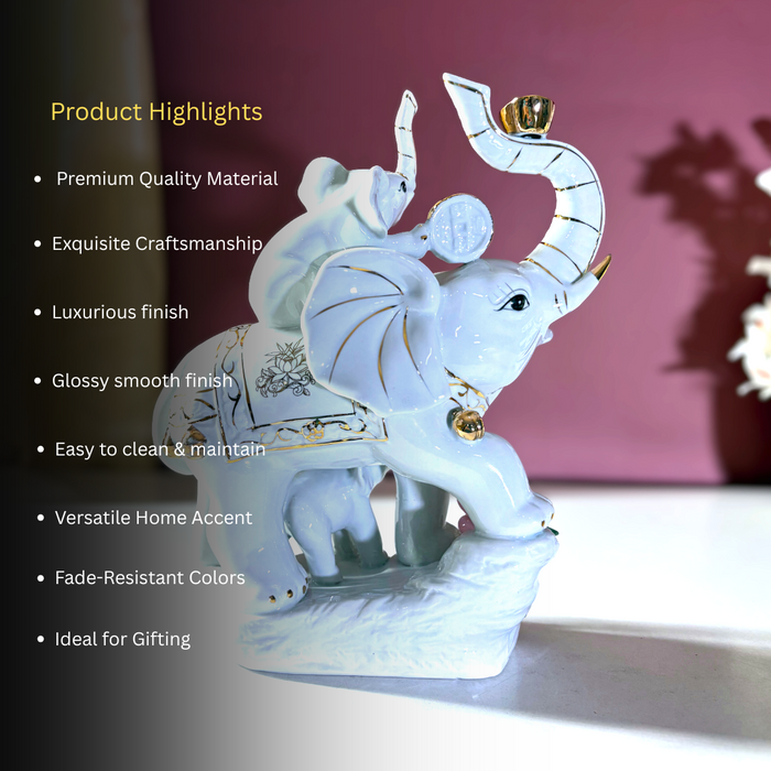 Ceramic Dynasty Elephant Family – Luxe Vastu Home Décor by The Decor Paradise