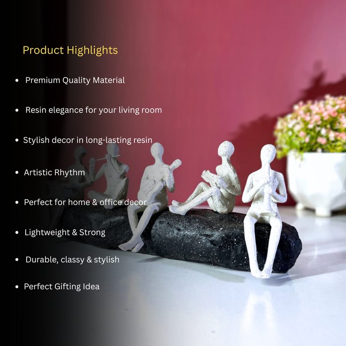 Resin Musicians Quintet Showpiece Set – Handcrafted Musical Figurines by The Decor Paradise