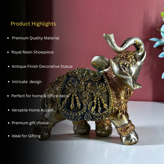 Handcrafted Polyresin Decorated Elephant Showpiece | The Decor Paradise