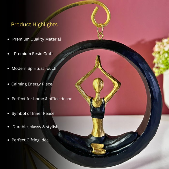 Blue & Gold Hanging Yoga Figurine Polyresin