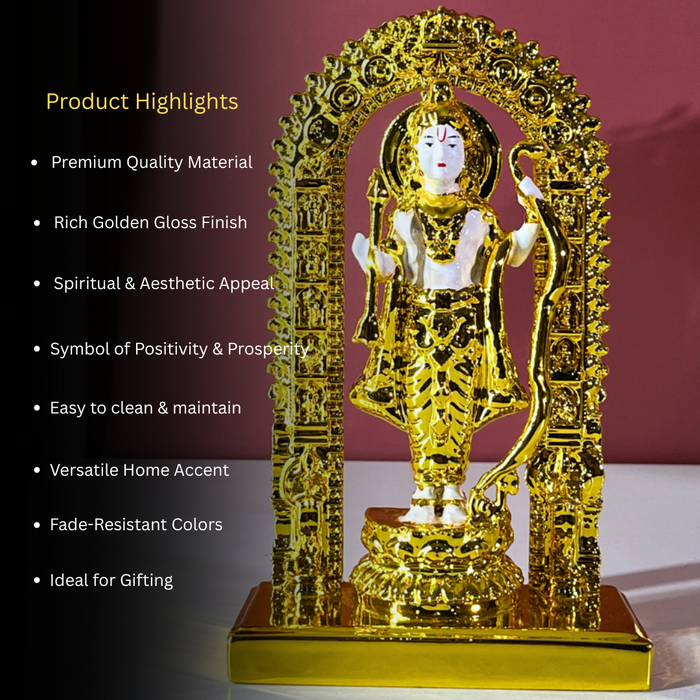 White and Gold Shri Ram Lalla Statue | Divine Resin Baby Lord Ram Idol for Home Temple & Puja Altar | Spiritual Gift (20.5 cm)