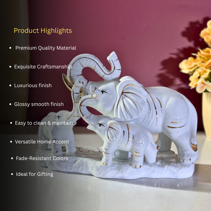 Royal Kin Ceramic Elephant Ensemble – Premium Vastu Décor by The Decor Paradise