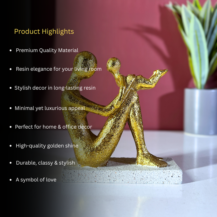 Golden Mother and Child Showpiece – Premium Resin Family Figurine by The Decor Paradise