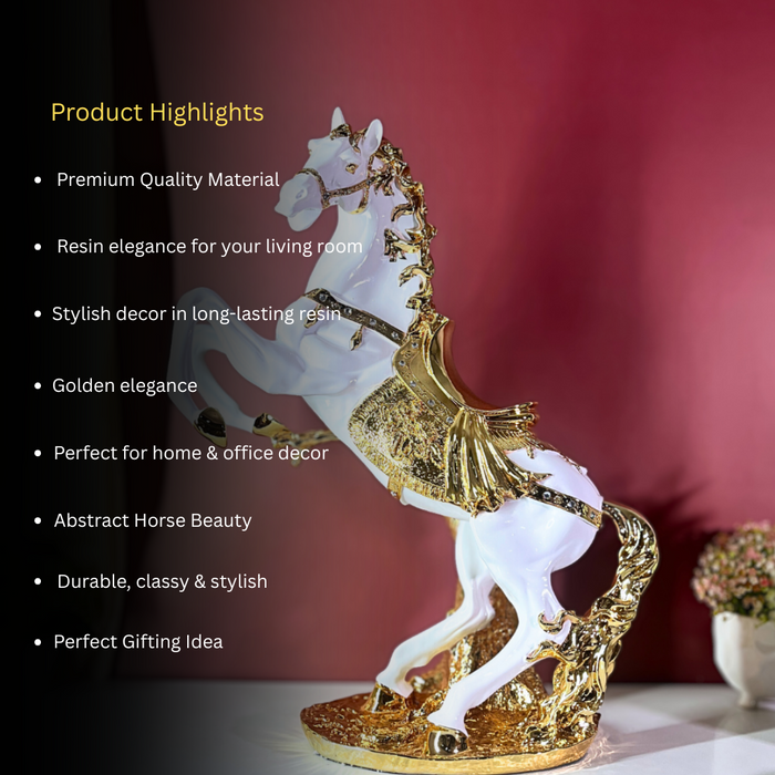 Premium White & Gold Rearing Horse Statue Online India | The Decor Paradise