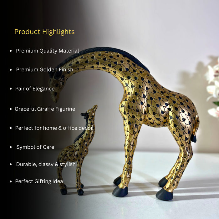 Premium Gold Finish Giraffe Figurine Set of 2