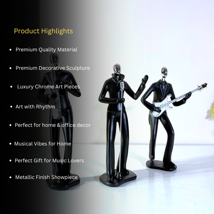 Resin Musical Trio Figurines Set - Premium Handcrafted Showpiece by The Decor Paradise