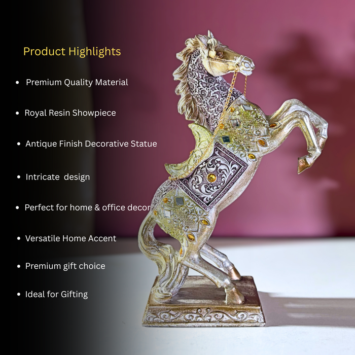 Mughal Jewel Rearing Stallion – Luxury Polyresin Horse Figurine by The Decor Paradise