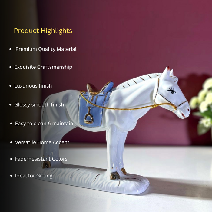 Azure Majesty Ceramic Horse Sculpture – Premium Art Décor by The Decor Paradise