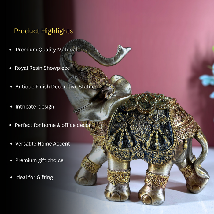 Regal Rajasthani Polyresin Elephant – Hand painted Ethnic Showpiece