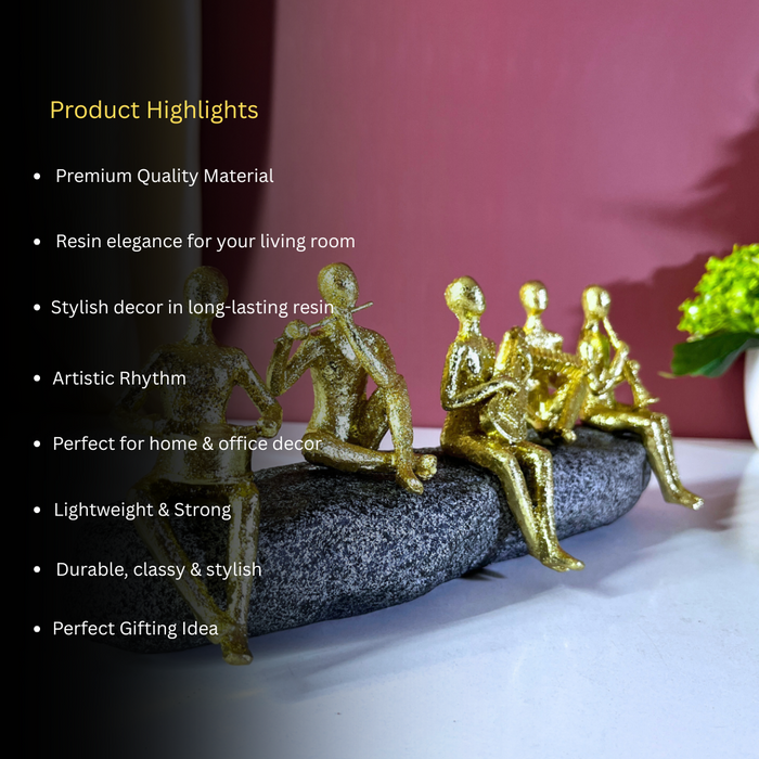 Golden Resin Musicians Quintet Showpiece Set | The Decor Paradise