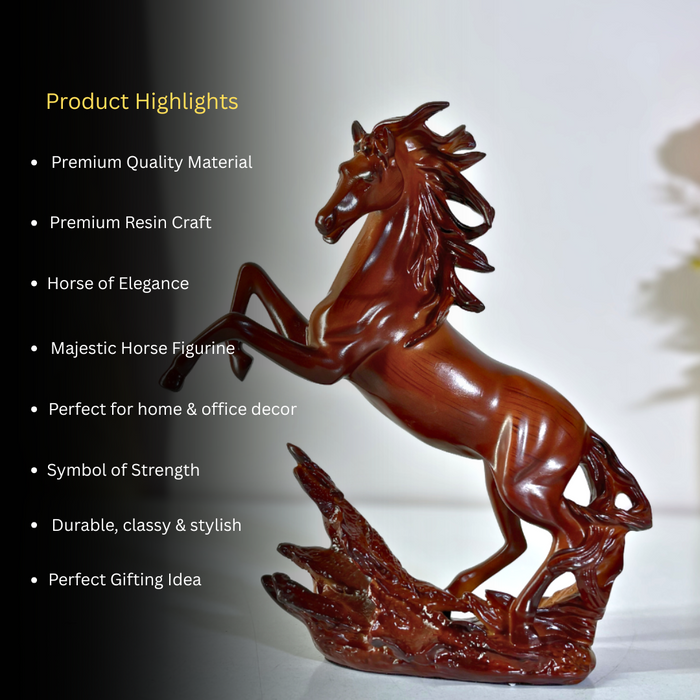 Premium Brown Rearing Horse Statue Polyresin