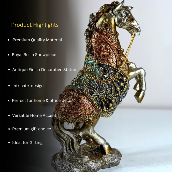 Imperial Stallion Polyresin Sculpture – Luxe Horse Décor by The Decor Paradise