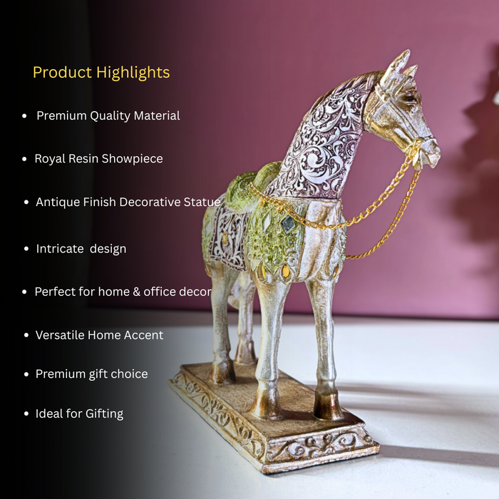 Gilded Maharaja Parade Horse – Luxe Polyresin Accent by The Decor Paradise