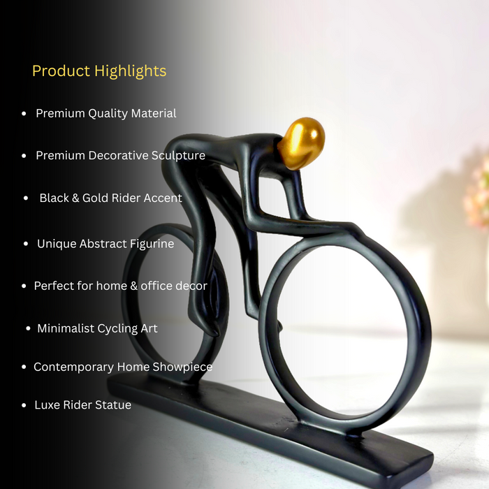 Premium Black Gold Cyclist Figurine - Dynamic Sports Showpiece by The Decor Paradise