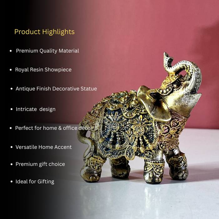 Handcrafted Polyresin Decorated Elephant Showpiece | The Decor Paradise