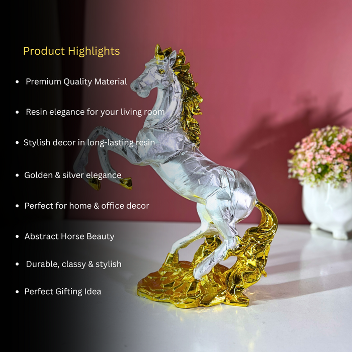 Premium Silver Metallic Rearing Horse Statue Polyresin Online India | The Decor Paradise