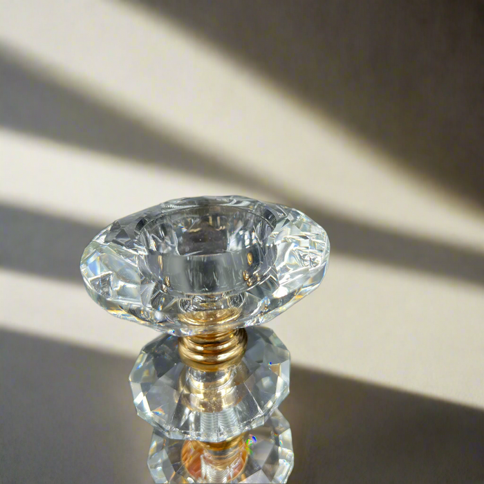 Exquisite Set of 3 Crystal and Metal Candle Holders for Luxurious Home Décor