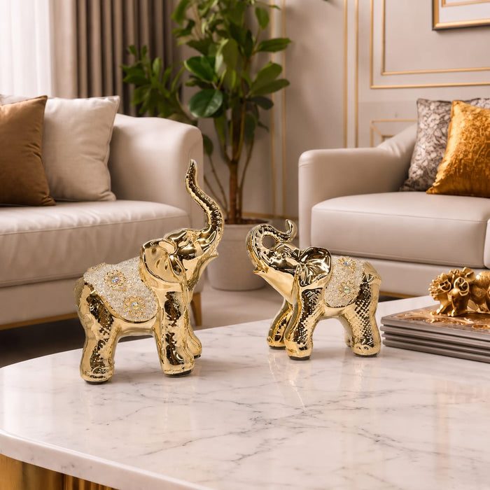 Gold finish elephant pair