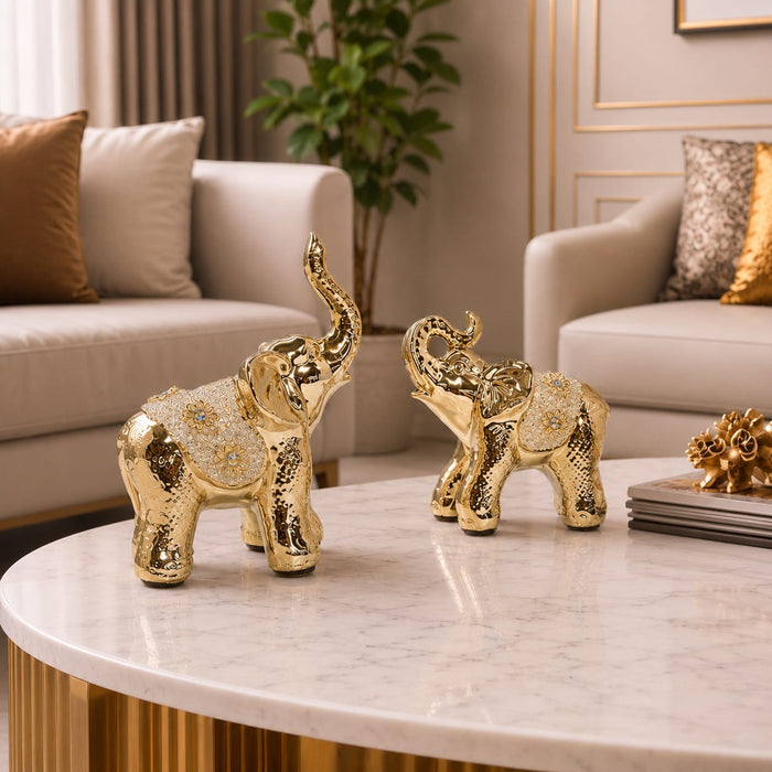 Gold finish elephant pair