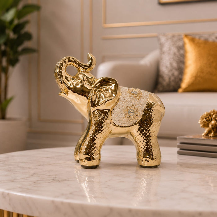 Gold finish elephant pair