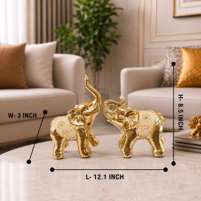 Gold finish elephant pair
