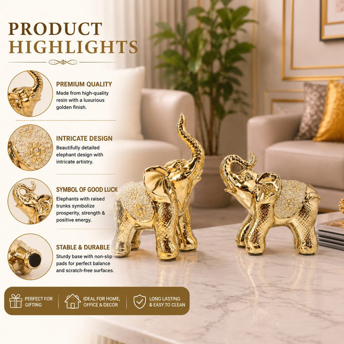 Gold finish elephant pair