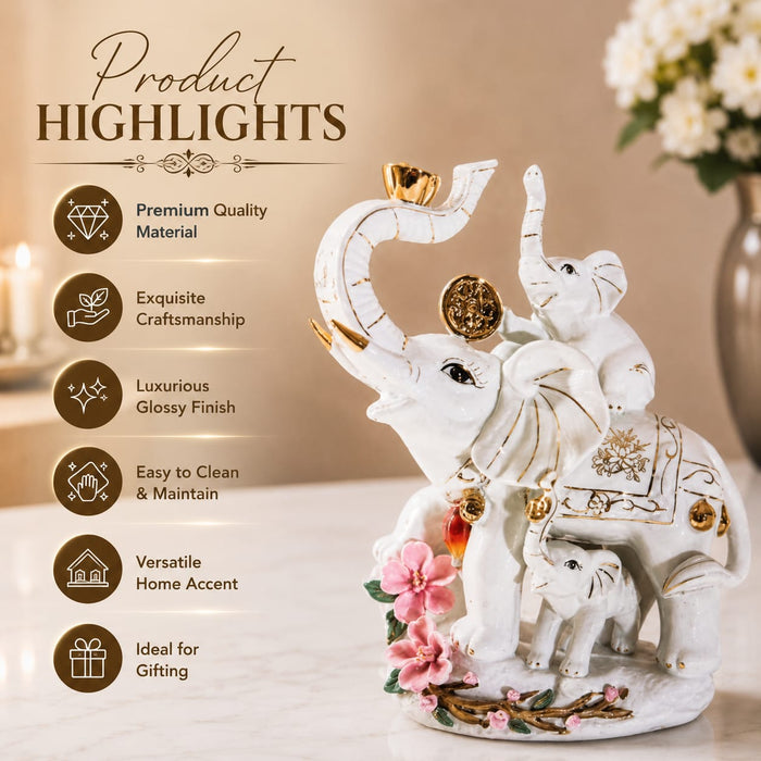 Modern White and Gold Elephant Home Decoration Figurine