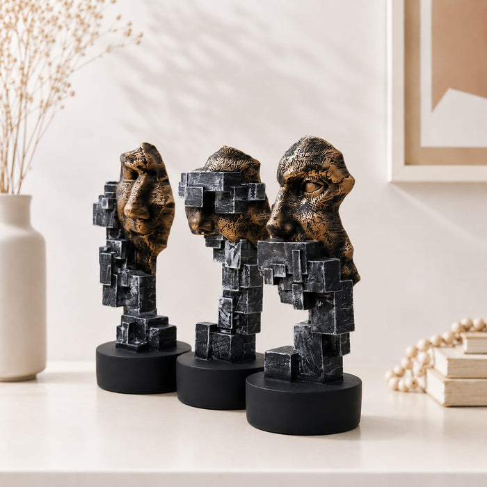 Abstract Cubic Split Faces Modern Resin Decor Set of 3 (9.8 Inch) - View 2