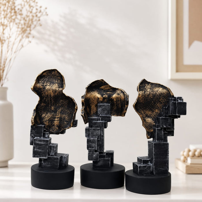 Abstract Cubic Split Faces Modern Resin Decor Set of 3 (9.8 Inch) - View 3