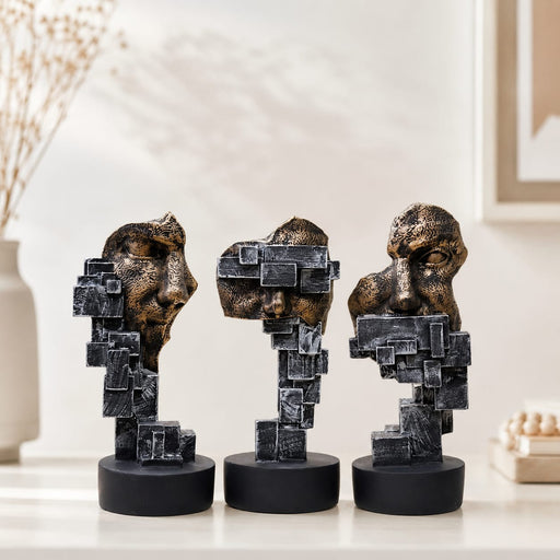 Abstract Cubic Split Faces Modern Resin Decor Set of 3 (9.8 Inch) - View 4
