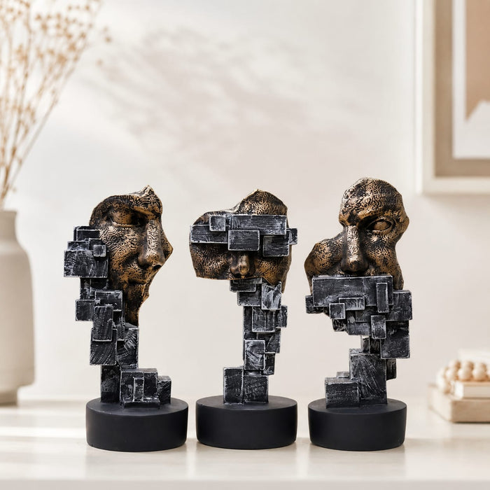 Abstract Cubic Split Faces Modern Resin Decor Set of 3 (9.8 Inch) - View 4