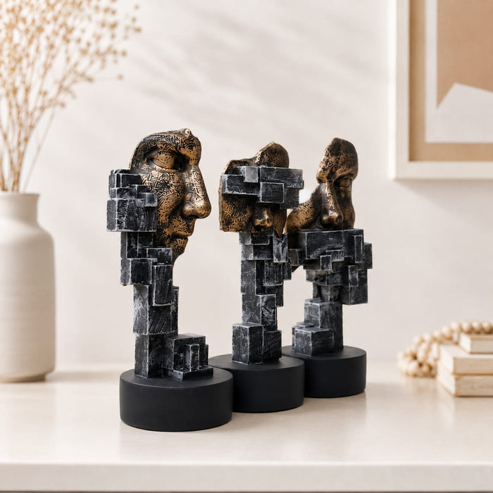 Abstract Cubic Split Faces Modern Resin Decor Set of 3 (9.8 Inch) - View 5